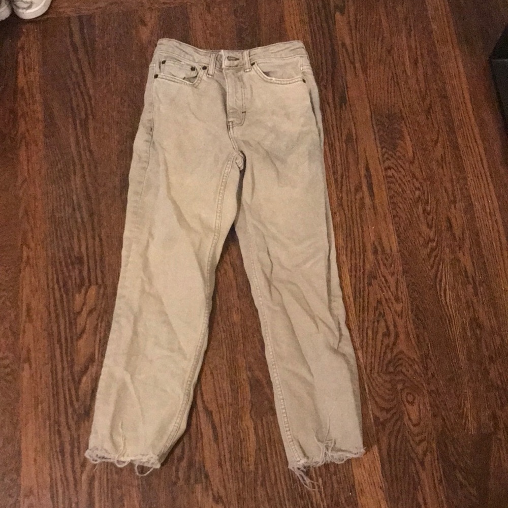 top shop tan straight jeans